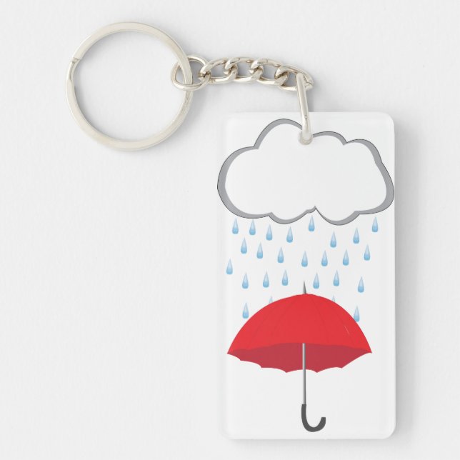 Umbrella in Rain Key Ring (Front)