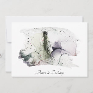 *~* Umbrella Japan Woman RSVP   QR AR27 Wedding Invitation