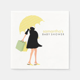 Umbrella Mummy Baby Shower {yellow} Napkin