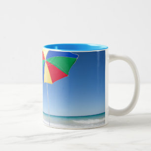 Umbrella On Beach Australia Two-Tone Coffee Mug
