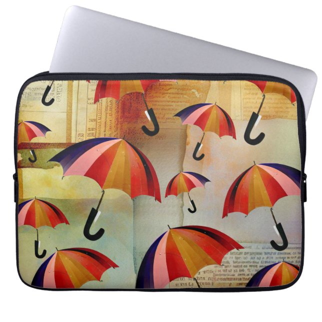 UMBRELLA PATTERNS IN A CAPTIVATING COLLAGE LAPTOP SLEEVE (Front)