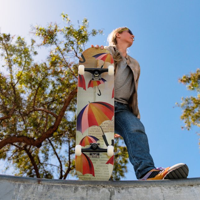 UMBRELLA PATTERNS IN A CAPTIVATING COLLAGE SKATEBOARD (Outdoor 1)