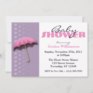 Umbrella Pink & Purple Baby Shower Invitations