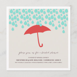 Umbrella & Rain Drops Bridal Shower Invitations
