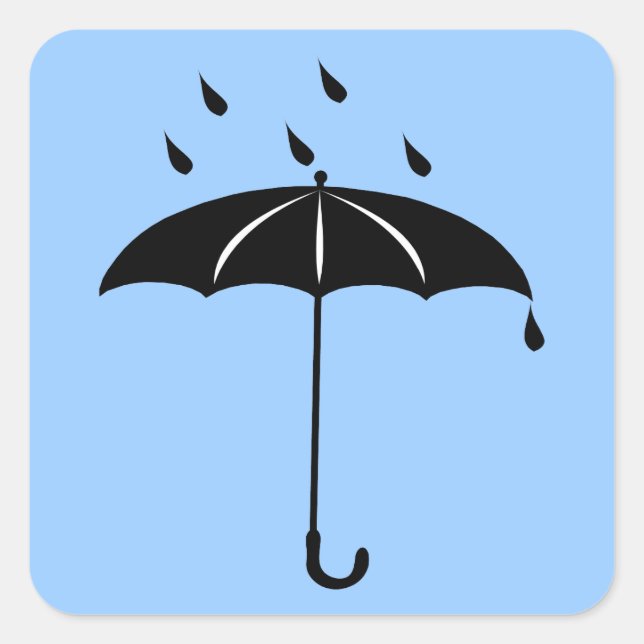 Umbrella - Rain Drops Raining Square Sticker (Front)