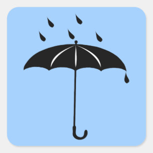 Umbrella - Rain Drops Raining Square Sticker