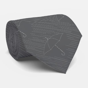 Umbrella Rain Faux Embroidery Stitches Grey Tie