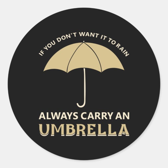 Umbrella Raindrop Rain Cloud Weather Gift Idea Classic Round Sticker (Front)