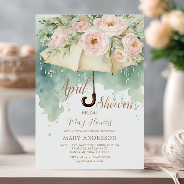 Umbrella Roses April Showers Bring May Flowers Invitation (Creator Uploaded)