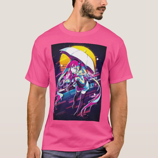 Umbrella School Girl Miku T-Shirt (Front)