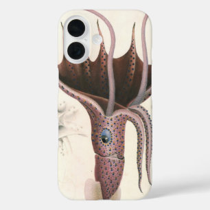 Umbrella Squid, Vintage Marine Life Animals iPhone 16 Case