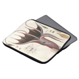 Umbrella Squid, Vintage Marine Life Animals Laptop Sleeve