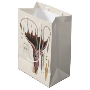 Umbrella Squid, Vintage Marine Life Animals Medium Gift Bag