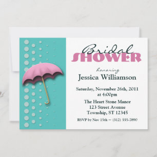 Umbrella Teal & Pink Bridal Shower Invitations