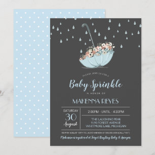 Umbrella with Flowers Gender Neutral Baby Sprinkle Invitation