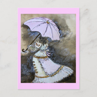 Umbrella woman postcard