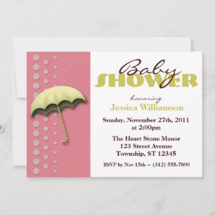 Umbrella Yellow & Pink Baby Shower Invitations