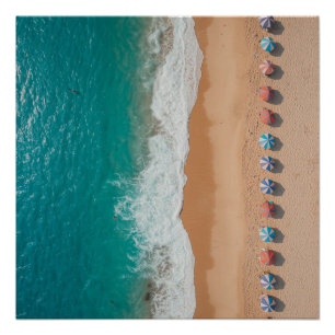 Umbrellas Beach Tropical Ocean Poster