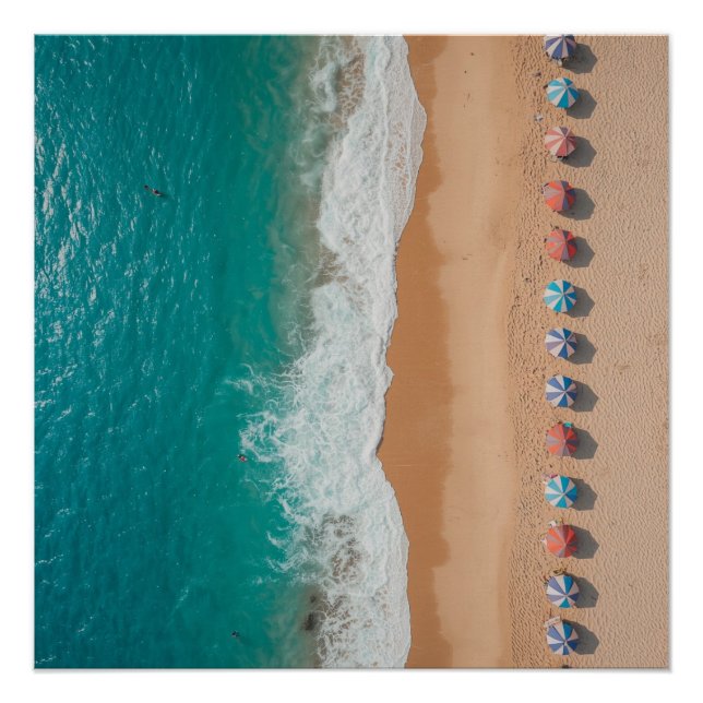 Umbrellas Beach Tropical Ocean  Poster (Front)
