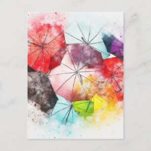 Umbrellas  Colourful Abstract Postcard