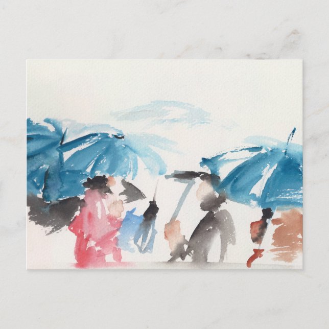 Umbrellas detail Original watercolors Postcard 2 (Front)