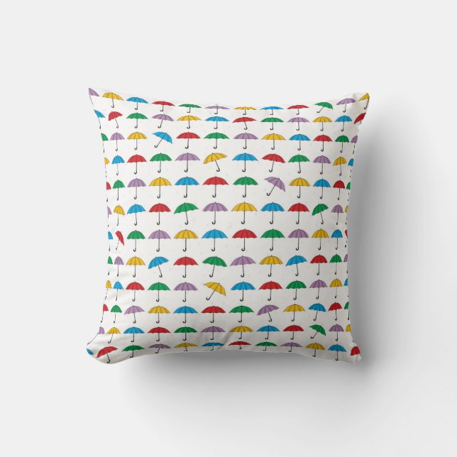 Umbrellas in Rain Cushion (Front)