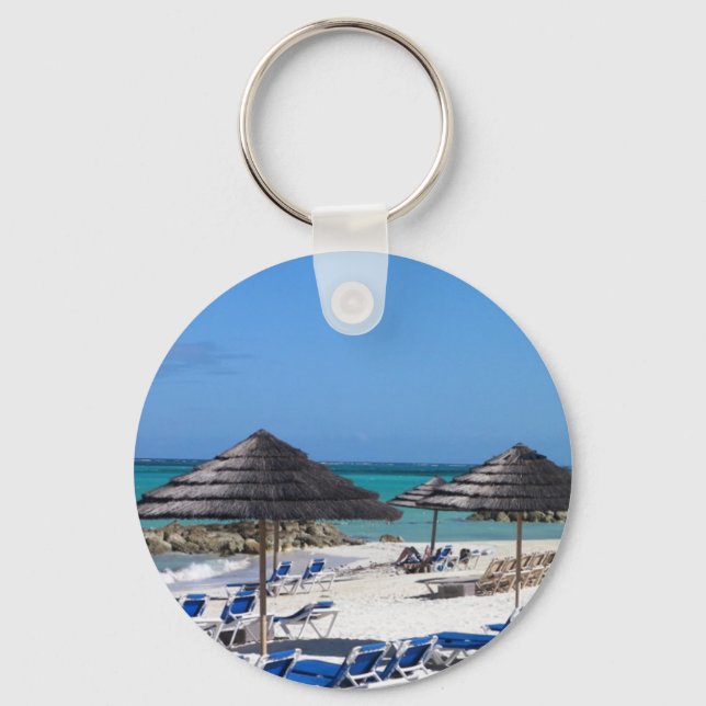 Umbrellas in the Bahamas Key Ring (Front)