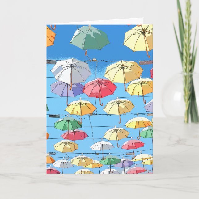 Umbrellas in the Sky Greeting Card (Front)