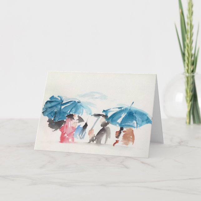 Umbrellas Original watercolors greeting card (Front)