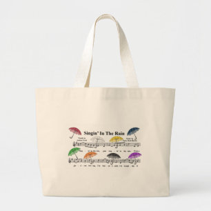 Umbrellas w/Sheet Music Background Large Tote Bag
