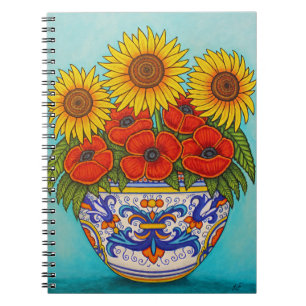 Umbria Bouquet Poppy Sunflower Note Book
