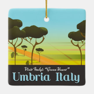 Umbria Italy travel poster Ceramic Ornament