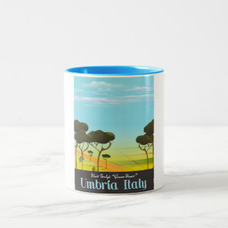 Umbria Italy travel poster Two-Tone Coffee Mug