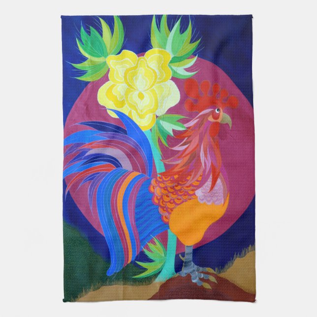 Umbrian Rooster Tea Towel (Vertical)