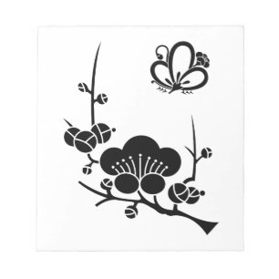 Ume branch and Butterfly-shaped ume blossom Notepad