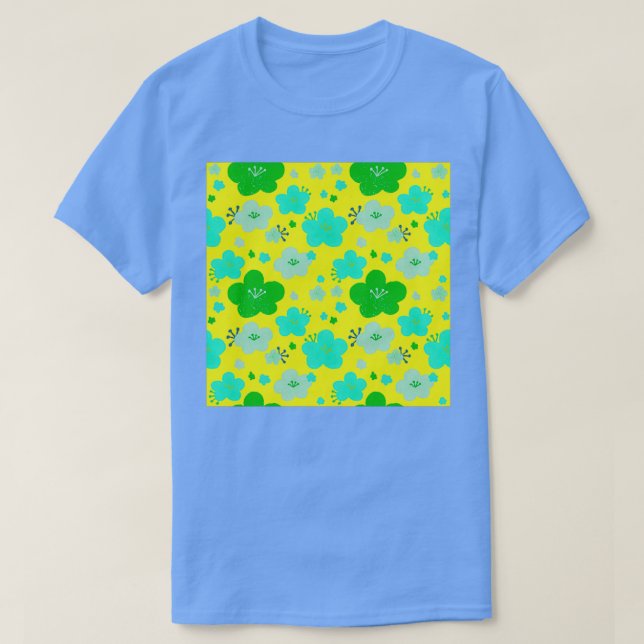 Ume Japanese plum Origami Bright Green with Yellow T-Shirt (Design Front)