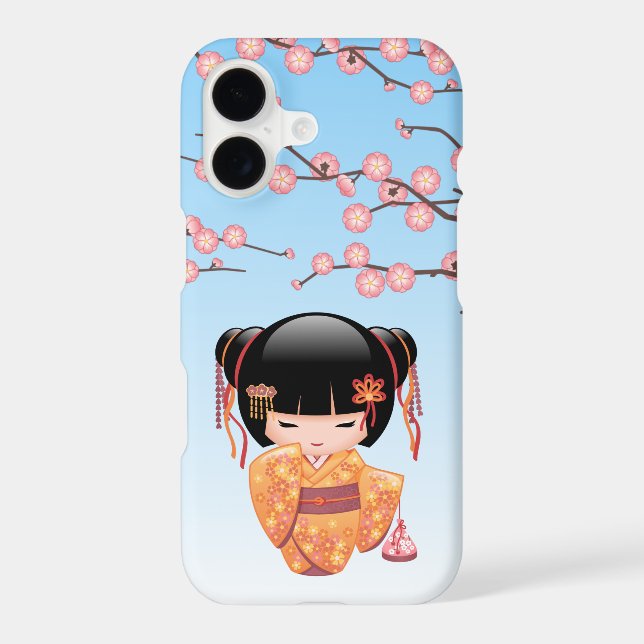 Ume Kokeshi Doll - Japanese Geisha Girl Blue (Back)