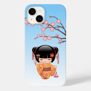 Ume Kokeshi Doll - Japanese Geisha Girl Blue Case-Mate iPhone 14 Case