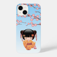 Ume Kokeshi Doll - Japanese Geisha Girl Blue