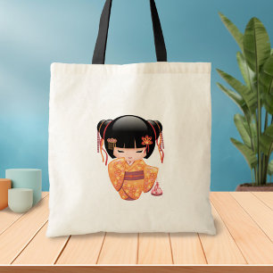 Ume Kokeshi Doll - Japanese Peach Geisha Girl 2 Tote Bag