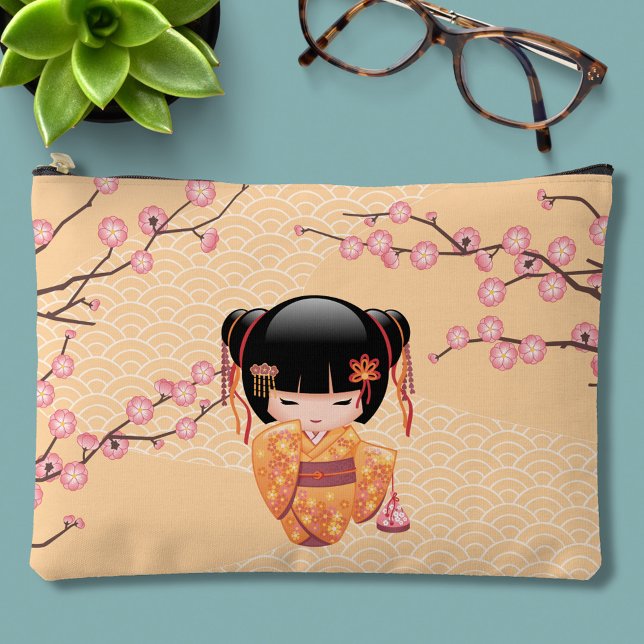 Ume Kokeshi Doll - Japanese Peach Geisha Girl Accessory Pouch (Creator Uploaded)