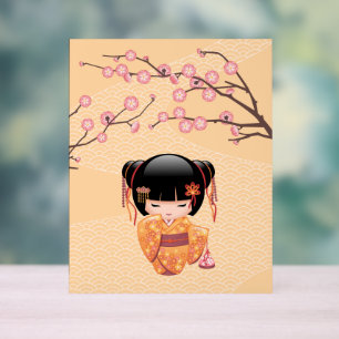 Ume Kokeshi Doll - Japanese Peach Geisha Girl Acrylic Sign