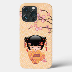 Ume Kokeshi Doll - Japanese Peach Geisha Girl iPhone 13 Pro Case