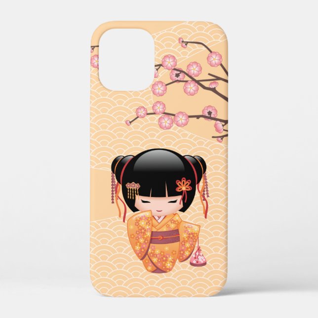 Ume Kokeshi Doll - Japanese Peach Geisha Girl Case-Mate iPhone Case (Back)