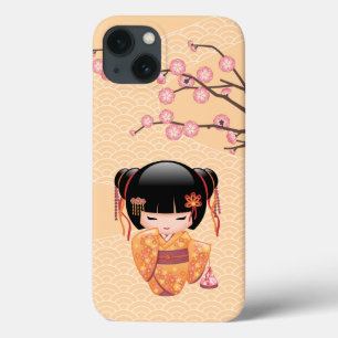 Ume Kokeshi Doll - Japanese Peach Geisha Girl iPhone 13 Case