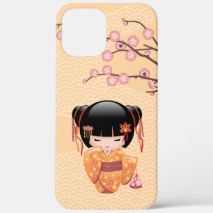Ume Kokeshi Doll - Japanese Peach Geisha Girl iPhone 12 Pro Max Case