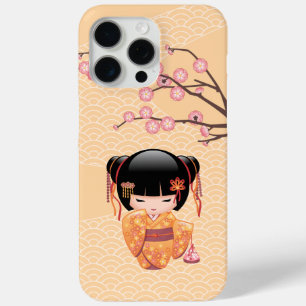 Ume Kokeshi Doll - Japanese Peach Geisha Girl iPhone 15 Pro Max Case