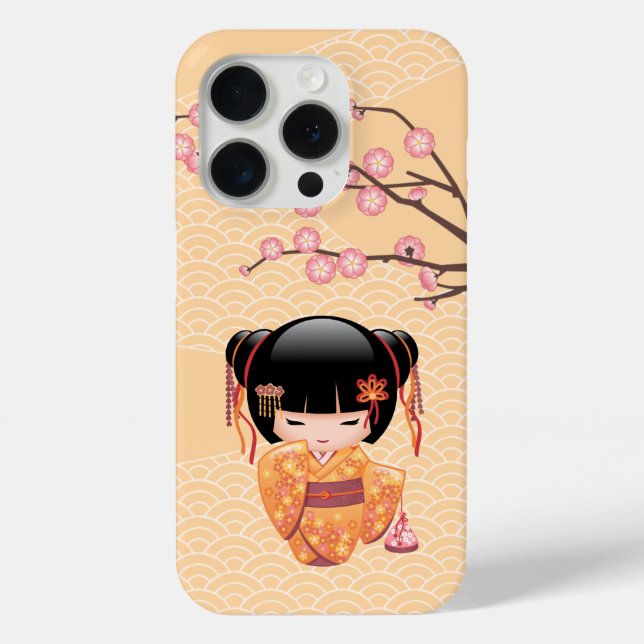 Ume Kokeshi Doll - Japanese Peach Geisha Girl Case-Mate iPhone Case (Back)