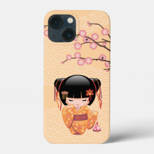 Ume Kokeshi Doll - Japanese Peach Geisha Girl iPhone 13 Mini Case