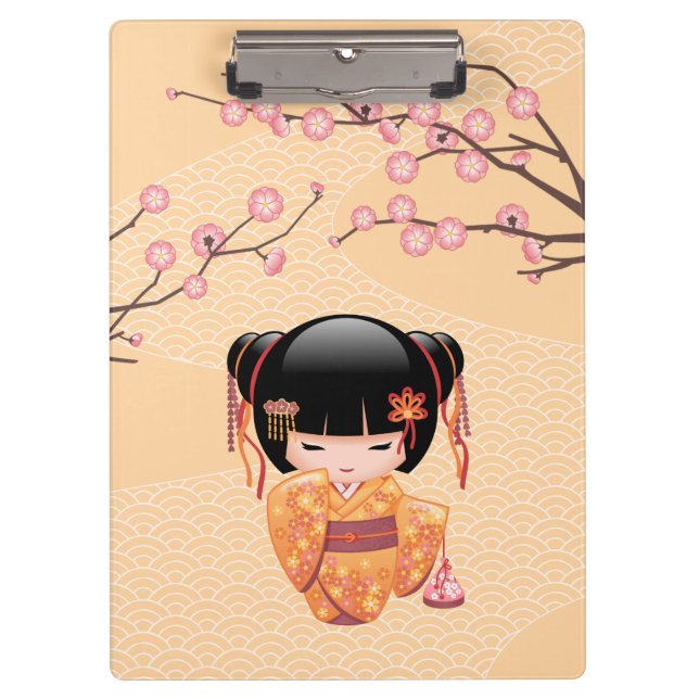 Ume Kokeshi Doll - Japanese Peach Geisha Girl Clipboard (Front)